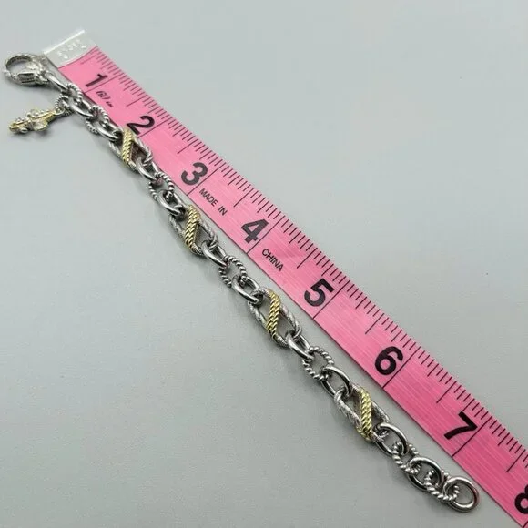 Judith Ripka FLEUR DE LIS Bracelet Sterling Silver & 14k Gold - Picture 8 of 8